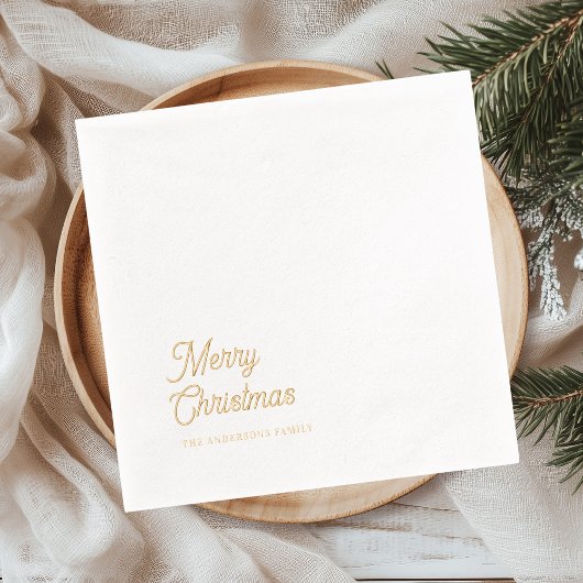 Minimale goud folie “Prettig Kerstfeest” Servetten