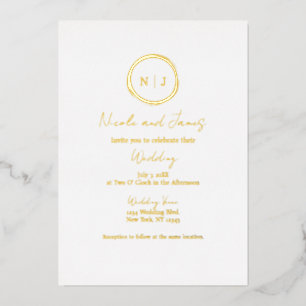 Minimale goud folie Witte moderne glamour bruiloft Uitnodiging
