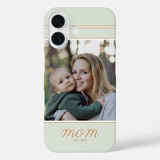 Minimale Goud & Saliegroen Moeder Gevestigde Foto Case-Mate iPhone Case (Achterkant)
