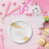 Minimale goudbruine bruininktbruiloft papieren bordje (Feest)