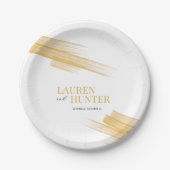 Minimale goudbruine bruininktbruiloft papieren bordje (Voorkant)