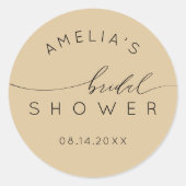 Minimale gouden beige bruiloftsshowers ronde sticker (Voorkant)