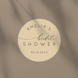 Minimale gouden beige bruiloftsshowers ronde sticker