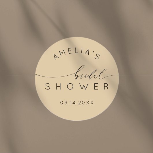 Minimale gouden beige bruiloftsshowers ronde sticker