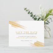 Minimale gouden bruine inktlijnen op fotobruiloft save the date (Staand voorkant)