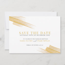 Minimale gouden bruine inktlijnen op fotobruiloft save the date