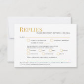 Minimale gouden bruine-inktmeelbruiloft RSVP kaartje (Achterkant)