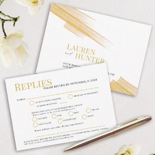 Minimale gouden bruine-inktmeelbruiloft RSVP kaartje