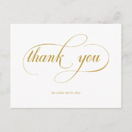Minimale Gouden Calligrafie Script Bruiloft Bedank Briefkaart