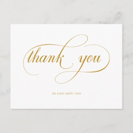 Minimale Gouden Calligrafie Script Bruiloft Bedank Briefkaart (Voorkant)