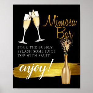 Minimale Gouden Elegante Bruids Brunch Mimosa Bar  Poster