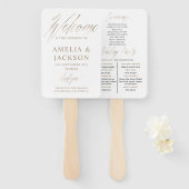 Minimale gouden en witte huwelijksceremonie handwaaier (Voorkant en achterkant)