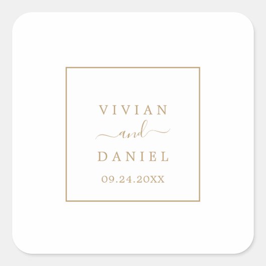 Minimale gouden enveloppen vierkante sticker (Voorkant)