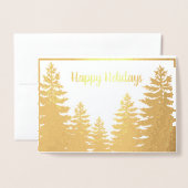 Minimale gouden folie pijnboomsilhouet kaarten (Voorkant met envelop)