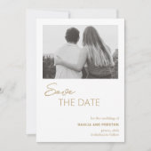 Minimale Gouden Foto Moderne bruiloft Save The Date (Voorkant)
