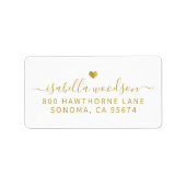 Minimale gouden hart script handtekening naam etiket (Voorkant)