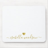 Minimale Gouden Hart Script Handtekening Naam Muismat (Voorkant)