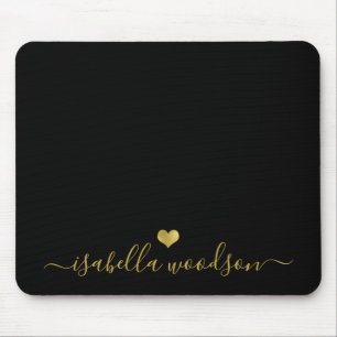 Minimale Gouden Hart Script Handtekening Naam Muismat