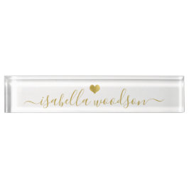 Minimale gouden hart script handtekening naam naambordje