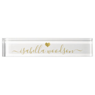 Minimale gouden hart script handtekening naam naambordje
