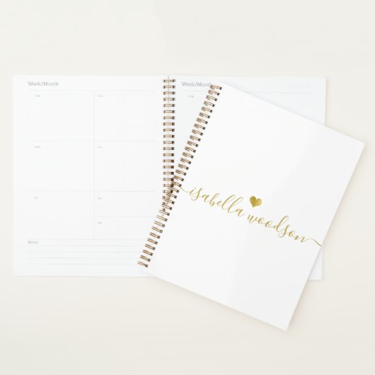 Minimale Gouden Hart Script Handtekening Naam Planner (Display)