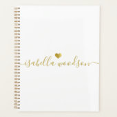 Minimale Gouden Hart Script Handtekening Naam Planner (Voorkant)