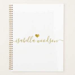 Minimale Gouden Hart Script Handtekening Naam Planner