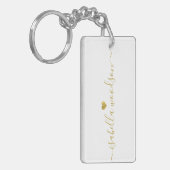 Minimale Gouden Hart Script Handtekening Naam Sleutelhanger (Voorkant Links)