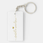Minimale Gouden Hart Script Handtekening Naam Sleutelhanger (achterkant)