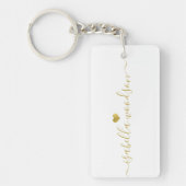 Minimale Gouden Hart Script Handtekening Naam Sleutelhanger (Voorkant)