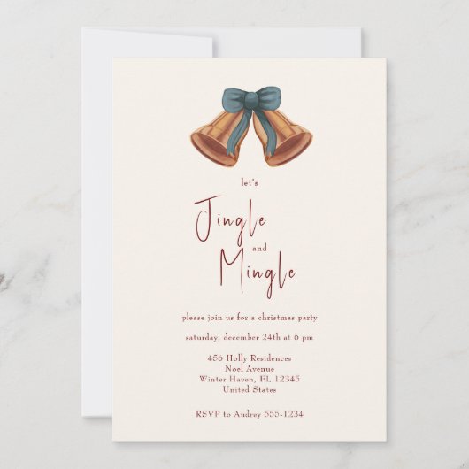 Minimale Gouden Kerstbel Jingle & Mingle Kaart (Voorkant)