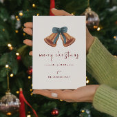 Minimale gouden kerstbel lint feestdagenkaart
