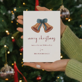 Minimale gouden kerstbel lint feestdagenkaart