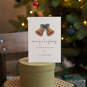 Minimale gouden kerstbel lint feestdagenkaart