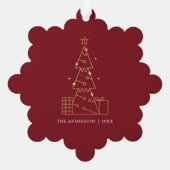 Minimale Gouden Kerstboom Modern Rood Ornament Kaart (Achterkant)