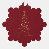 Minimale Gouden Kerstboom Modern Rood Ornament Kaart (Voorkant)