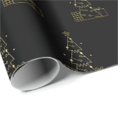 Minimale Gouden Kerstboom Modern Zwart Cadeaupapier (Rol Hoek)