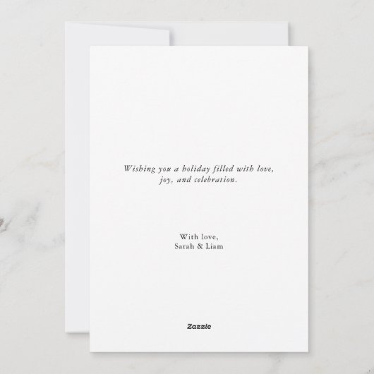 Minimale Gouden Kerstboom Modern Zwart Feestdagenkaart (Achterkant)