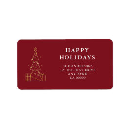Minimale Gouden Kerstboom Rood Retouradres Etiket