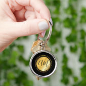Minimale gouden metalen aangepaste naam monogram sleutelhanger (Hand)