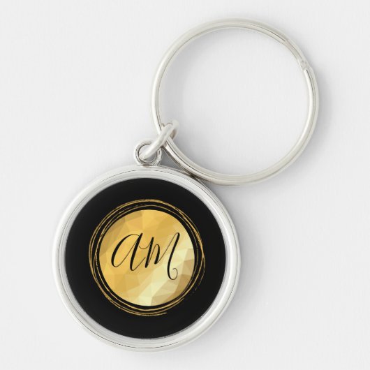 Minimale gouden metalen aangepaste naam monogram sleutelhanger (Voorkant)