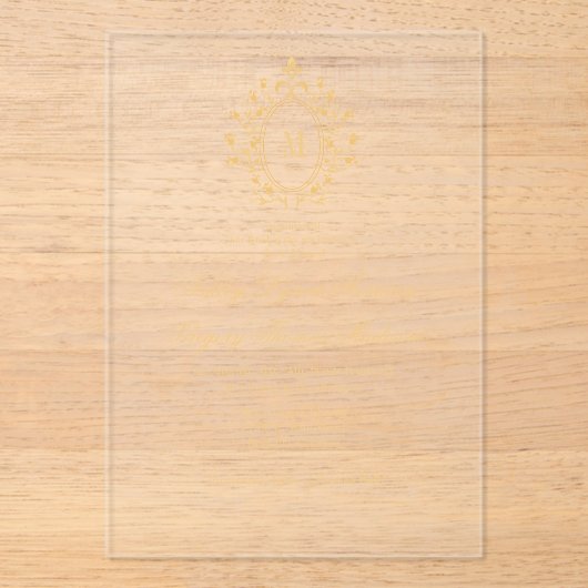 Minimale gouden monogram acryl trouwuitnodiging uitnodigingen (Voorkant)