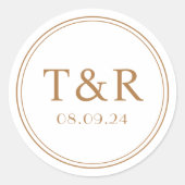 Minimale gouden monogram bruiloft envelop afdichti ronde sticker (Voorkant)