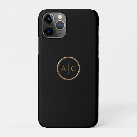Minimale gouden monogram op ZWART Case-Mate iPhone Case (Achterkant)