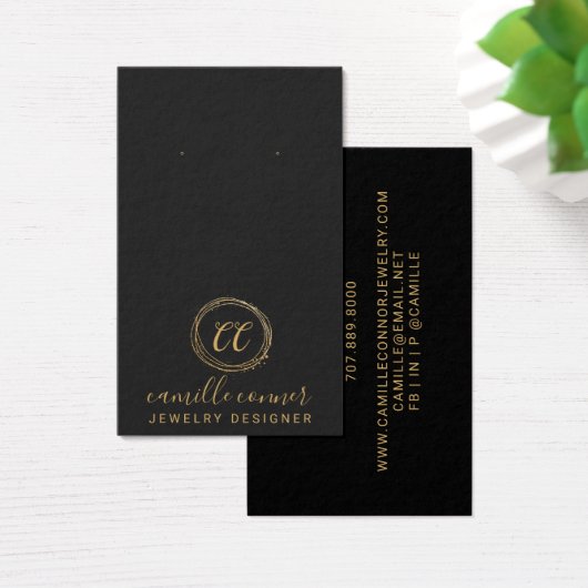 Minimale Gouden Monogram Sieraden Designer Oorbel Visitekaartje (Bureau)