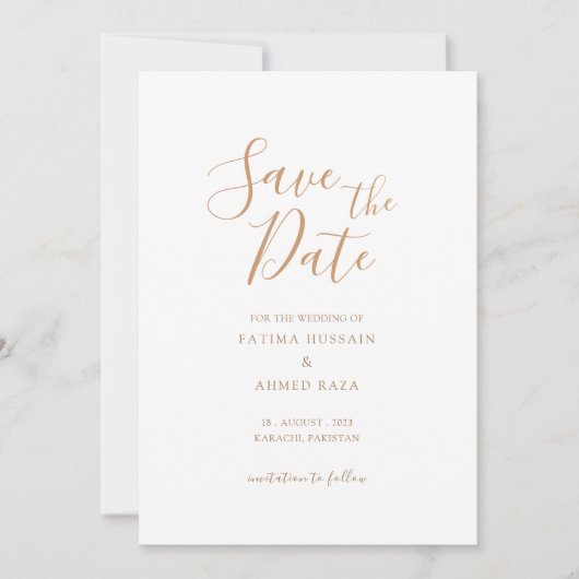 Minimale Gouden Moslim Save The Date-aankondiging Save The Date (Voorkant)