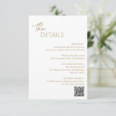 Minimale Gouden QR Code Moderne bruiloft Informatiekaartje (Staand voorkant)