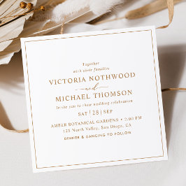 Minimale gouden script vierkante bruiloft kaart