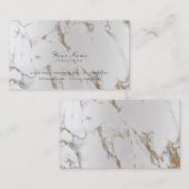 Minimale Gouden Stroken Zilver Metallic Marmer Gri Visitekaartje (Voorkant / Achterkant)