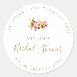 Minimale Gouden Trouwfeest Retouradressticker Ronde Sticker